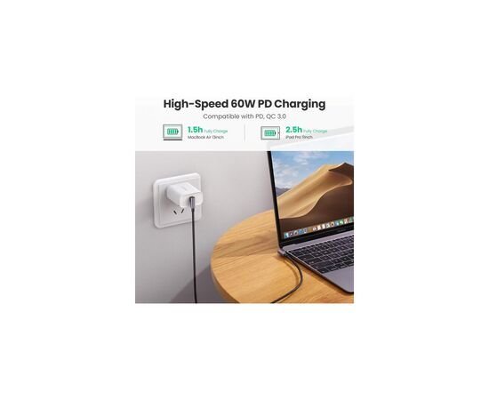 Дата кабель USB 2.0Type-C to Type-C 2.0m 3A 60W US323 90-degree Black Ugreen (70531), изображение 4 Дата кабель USB 2.0Type-C to Type-C 2.0m 3A 60W US323 90-degree Black Ugreen (70531), изображение 4