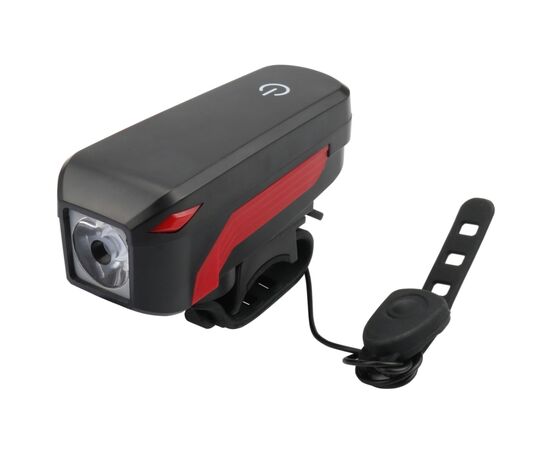 Передняя велофара Velotrade BC-FL1552 350 lm Li-on 2000 mAh USB з дзвінком 120 dB (LTSS-033)