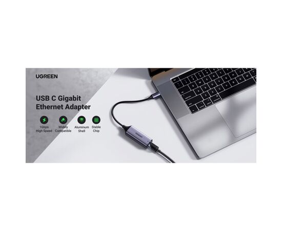 Переходник USB 3.1 Type-C to Ethernet RJ45 1000 Mb CM199 Ugreen (50737), изображение 6 Переходник USB 3.1 Type-C to Ethernet RJ45 1000 Mb CM199 Ugreen (50737), изображение 6