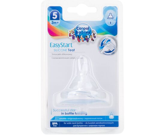 Соска Canpol babies EasyStart силиконовая с широким горлышком, 3-х позиционная 1 шт. (21/724), изображение 2 Соска Canpol babies EasyStart силиконовая с широким горлышком, 3-х позиционная 1 шт. (21/724), изображение 2