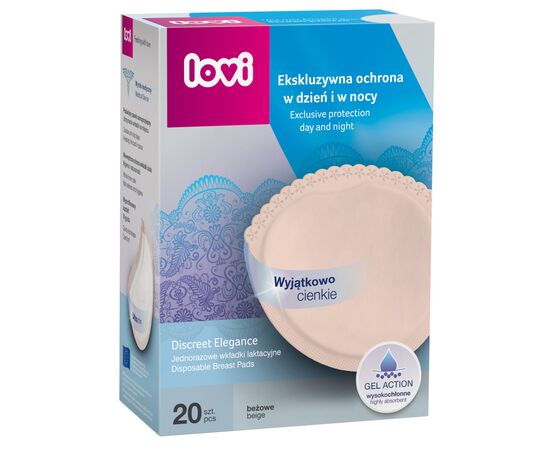 Вкладыш для бюстгальтера Lovi Discreet Elegance лактационные прокладки 20 шт. бежевые (19/610)