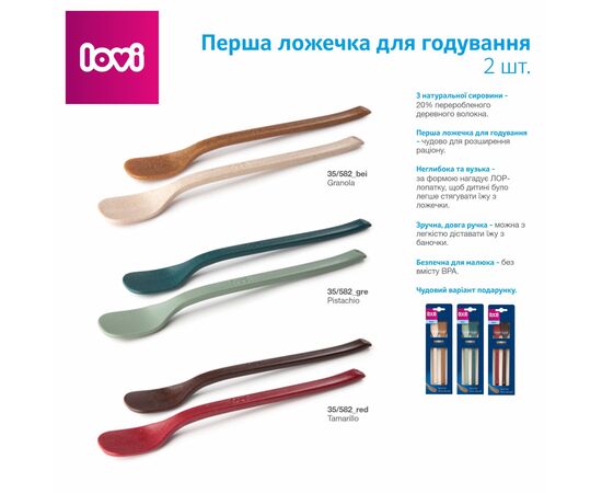 Набор детской посуды Lovi Granola Первая ложечка для кормления 2 шт (35/582_bei), изображение 9 Набор детской посуды Lovi Granola Первая ложечка для кормления 2 шт (35/582_bei), изображение 9