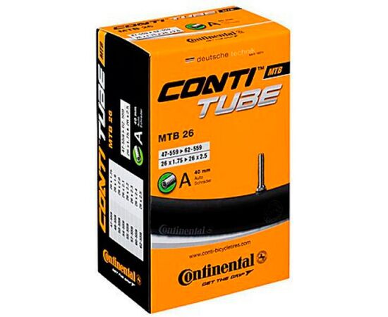 Велосипедная камера Continental MTB 26" 47-559->62-559 A40 230 г (180581), изображение 2 Велосипедная камера Continental MTB 26" 47-559->62-559 A40 230 г (180581), изображение 2