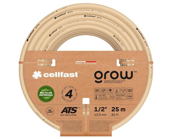 Поливочный шланг Cellfast GROW 1/2" 25 м, 4 слоя, до 27 Бар, -20…+60°C (13-501)
