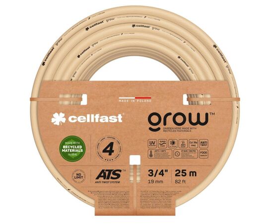 Поливочный шланг Cellfast GROW 3/4" 25 м, 4 слоя, до 27 Бар, -20…+60°C (13-521)