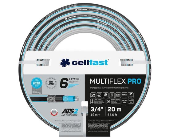 Поливочный шланг Cellfast MULTIFLEX PRO 3/4" 20м, 6 слоев, до 35 Бар, -20…+65°C (13-820)