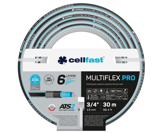 Поливочный шланг Cellfast MULTIFLEX PRO 3/4" 30м, 6 слоев, до 35 Бар, -20…+65°C (13-821)