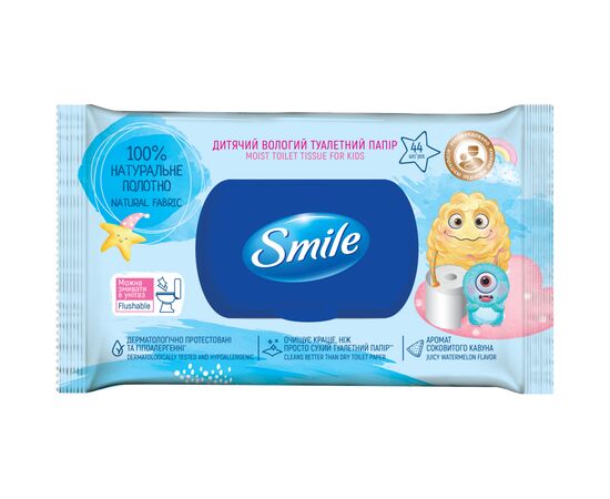Туалетний папір Smile Вологий Дитячий 44 шт. (4823071657005)