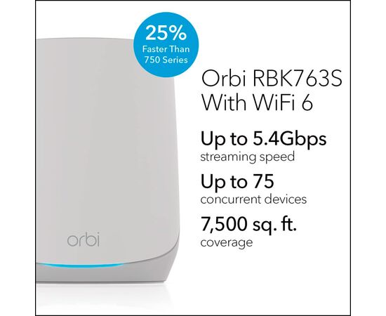 Маршрутизатор Netgear Orbi RBK763S (RBK763S-100EUS), изображение 3 Маршрутизатор Netgear Orbi RBK763S (RBK763S-100EUS), изображение 3