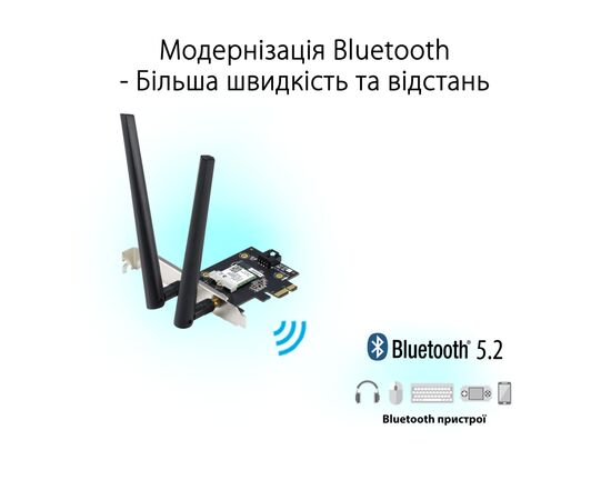 Мережева карта Wi-Fi ASUS PCE-AXE5400 (90IG07I0-ME0B10), зображення 3 Мережева карта Wi-Fi ASUS PCE-AXE5400 (90IG07I0-ME0B10), зображення 3