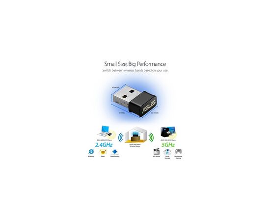 Сетевая карта Wi-Fi ASUS USB-AC53 (90IG03P0-BM0R10), изображение 3 Сетевая карта Wi-Fi ASUS USB-AC53 (90IG03P0-BM0R10), изображение 3