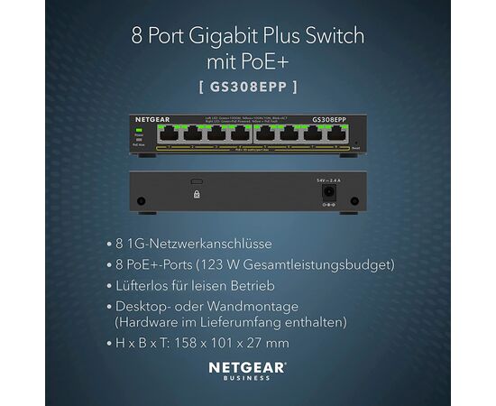 Коммутатор сетевой Netgear GS308EPP-100PES, изображение 7 Коммутатор сетевой Netgear GS308EPP-100PES, изображение 7