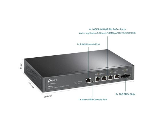 Коммутатор сетевой TP-Link TL-SX3206HPP 2xSFP+ (10GE) 4x10GE LAN console+microUSB L2 JetStream 19" 1U (TL-SX3206HPP), изображение 4 Коммутатор сетевой TP-Link TL-SX3206HPP 2xSFP+ (10GE) 4x10GE LAN console+microUSB L2 JetStream 19" 1U (TL-SX3206HPP), изображение 4