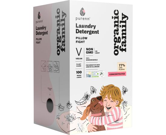 Гель для прання Purenn Organic Family Pillow Flight для чутливої шкіри схильної до алергії Неароматизований 3 л (4751024881170)