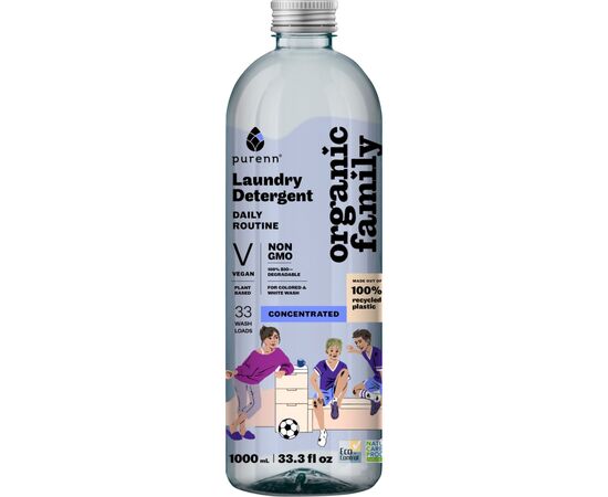 Гель для стирки Purenn Organic Family Daily Routine для цветных и белых вещей с Малиной 1 л (4751024880432), изображение 2 Гель для стирки Purenn Organic Family Daily Routine для цветных и белых вещей с Малиной 1 л (4751024880432), изображение 2