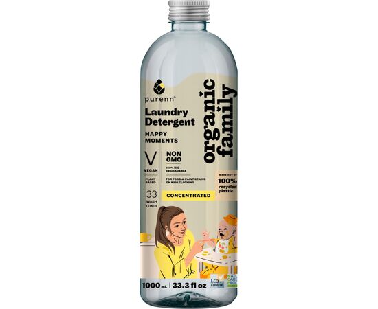 Гель для прання Purenn Organic Family Happy Moments для дитячих речей з Ромашкою 1 л (4751024880463), зображення 2 Гель для прання Purenn Organic Family Happy Moments для дитячих речей з Ромашкою 1 л (4751024880463), зображення 2