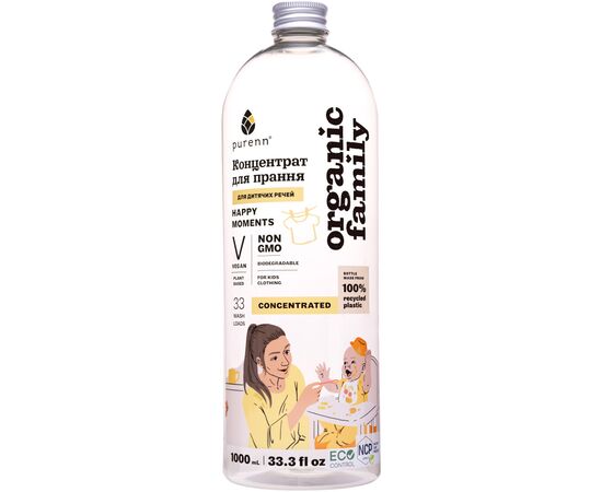 Гель для прання Purenn Organic Family Happy Moments для дитячих речей з Ромашкою 1 л (4751024880463)