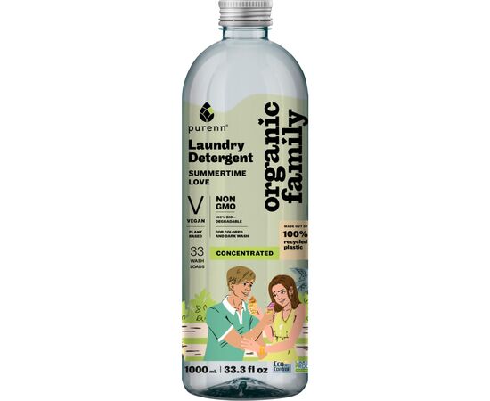 Гель для стирки Purenn Organic Family Summertime Love для цветных и темных вещей с календулой 1 л (4751024880425), изображение 2 Гель для стирки Purenn Organic Family Summertime Love для цветных и темных вещей с календулой 1 л (4751024880425), изображение 2