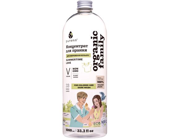 Гель для стирки Purenn Organic Family Summertime Love для цветных и темных вещей с календулой 1 л (4751024880425)