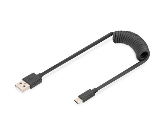 Дата кабель USB 2.0 AM to Type-C 1.0m (0.32m) spiral black Digitus (AK-300430-006-S)
