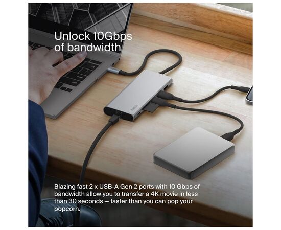 Концентратор USB-C 7in1 Ethernet Multiport Dock Belkin (INC009BTSGY), изображение 4 Концентратор USB-C 7in1 Ethernet Multiport Dock Belkin (INC009BTSGY), изображение 4