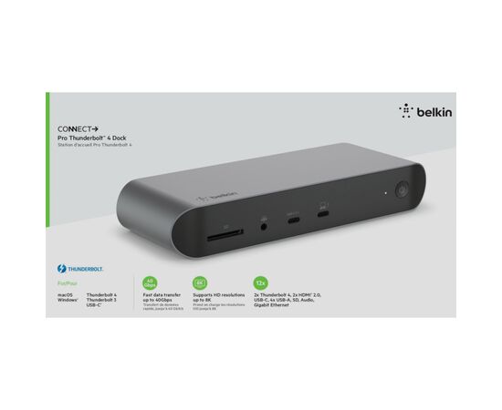 Порт-репликатор Belkin USB-C Pro Thunderbolt 4 Dock Triple Display Dock 8K (INC006VFSGY), изображение 7 Порт-репликатор Belkin USB-C Pro Thunderbolt 4 Dock Triple Display Dock 8K (INC006VFSGY), изображение 7