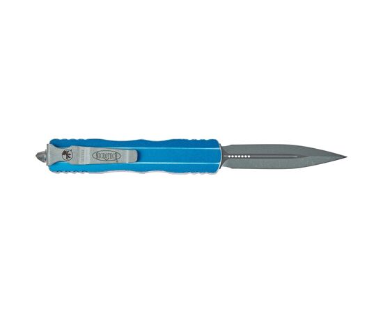 Ніж Microtech Dirac Double Edge Stonewash Distressed Blue (225-10DBL), зображення 2 Ніж Microtech Dirac Double Edge Stonewash Distressed Blue (225-10DBL), зображення 2