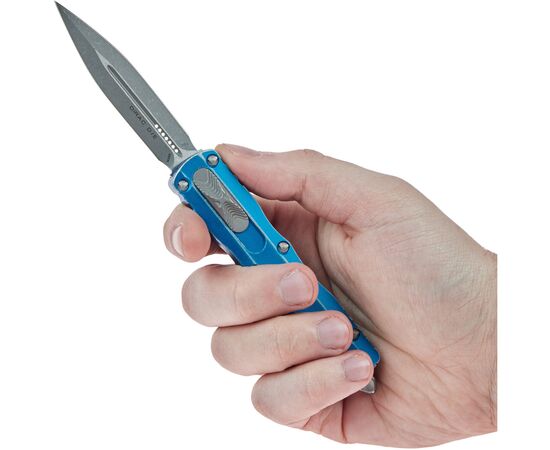 Ніж Microtech Dirac Double Edge Stonewash Distressed Blue (225-10DBL), зображення 5 Ніж Microtech Dirac Double Edge Stonewash Distressed Blue (225-10DBL), зображення 5