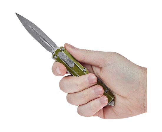 Ніж Microtech Dirac Double Edge Stonewash Distressed OD Green (225-10DOD), зображення 5 Ніж Microtech Dirac Double Edge Stonewash Distressed OD Green (225-10DOD), зображення 5