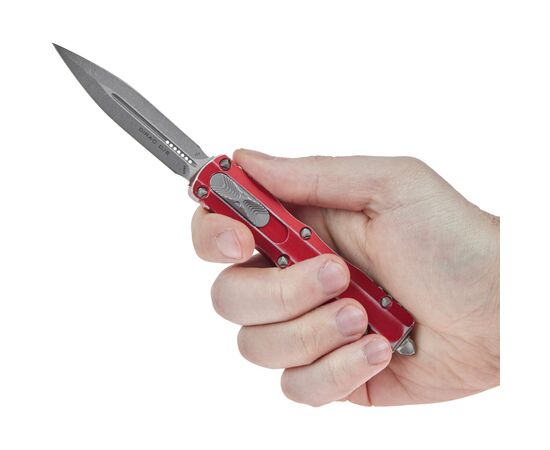 Ніж Microtech Dirac Double Edge Stonewash Distressed Red (225-10DRD), зображення 6 Ніж Microtech Dirac Double Edge Stonewash Distressed Red (225-10DRD), зображення 6