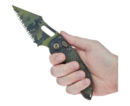 Ніж Microtech Stitch Olive Camo Signature Series Serrator (169-3OCS), зображення 5 Ніж Microtech Stitch Olive Camo Signature Series Serrator (169-3OCS), зображення 5