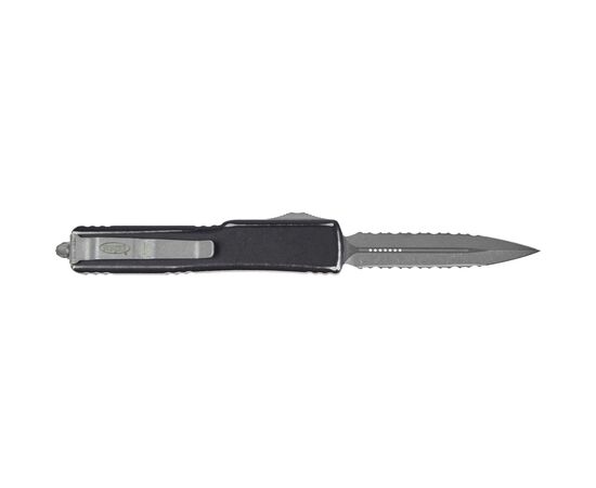 Ніж Microtech UTX-70 Double Edge Apocalyptic DFS Serrator Distressed Black (147-D12DBK), зображення 2 Ніж Microtech UTX-70 Double Edge Apocalyptic DFS Serrator Distressed Black (147-D12DBK), зображення 2