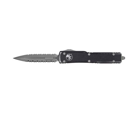 Ніж Microtech UTX-70 Double Edge Apocalyptic DFS Serrator Distressed Black (147-D12DBK)