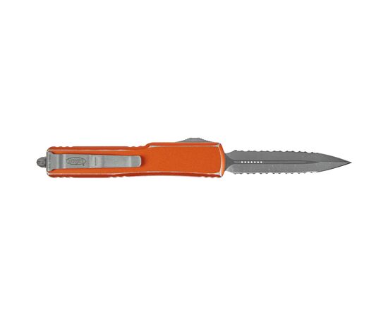 Ніж Microtech UTX-70 Double Edge Apocalyptic DFS Serrator Distressed Orange (147-D12DOR), зображення 2 Ніж Microtech UTX-70 Double Edge Apocalyptic DFS Serrator Distressed Orange (147-D12DOR), зображення 2