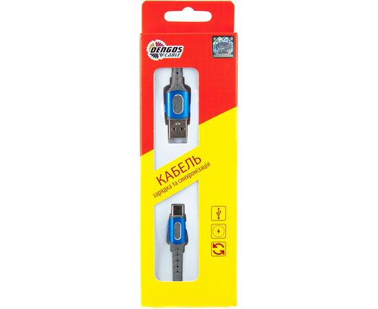 Дата кабель USB 2.0 AM to Type-C 1.0m blue Dengos (NTK-TC-LP-BLUE), изображение 4 Дата кабель USB 2.0 AM to Type-C 1.0m blue Dengos (NTK-TC-LP-BLUE), изображение 4