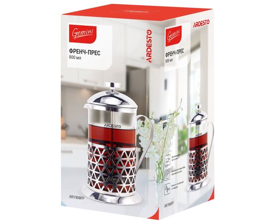 Френч-пресс Ardesto Gemini Fasano 800 мл (AR1908FP), изображение 3 Френч-пресс Ardesto Gemini Fasano 800 мл (AR1908FP), изображение 3