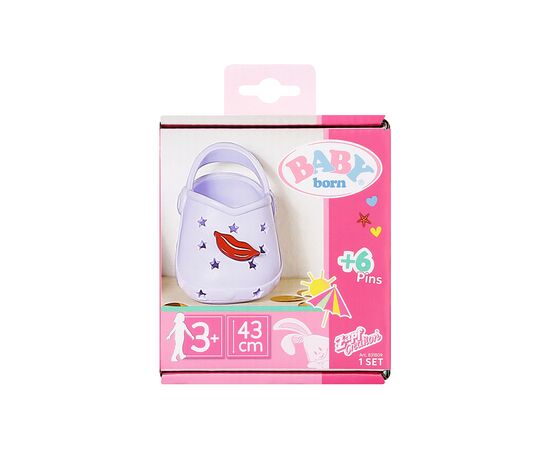 Аксессуар к кукле Zapf Обувь для куклы Baby Born - Сандалии со значками (сиреневые) (831809-2)