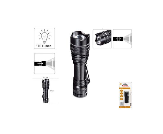 Фонарь Hama PRO 1 LED L100 Black (00136670), изображение 2 Фонарь Hama PRO 1 LED L100 Black (00136670), изображение 2