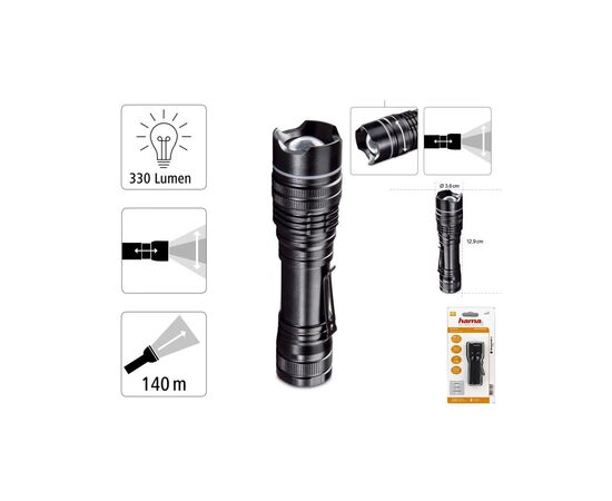 Фонарь Hama PRO 3 LED L330 Black (00136672), изображение 2 Фонарь Hama PRO 3 LED L330 Black (00136672), изображение 2