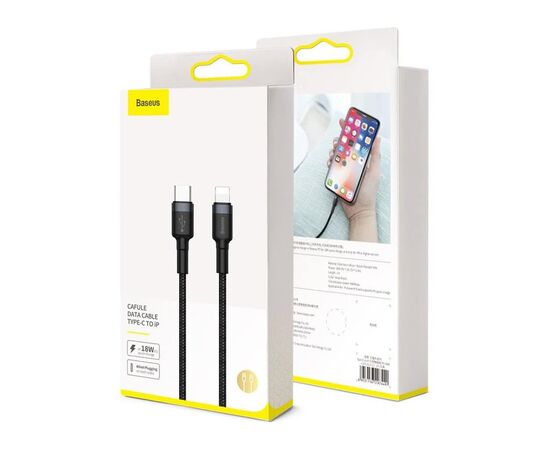 Дата кабель USB-C to Lightning 1.0m 18W 2.1A Cafule Black-Grey Baseus (CATLKLF-G1), изображение 10 Дата кабель USB-C to Lightning 1.0m 18W 2.1A Cafule Black-Grey Baseus (CATLKLF-G1), изображение 10
