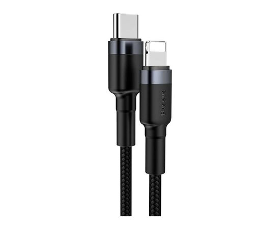 Дата кабель USB-C to Lightning 1.0m 18W 2.1A Cafule Black-Grey Baseus (CATLKLF-G1), изображение 3 Дата кабель USB-C to Lightning 1.0m 18W 2.1A Cafule Black-Grey Baseus (CATLKLF-G1), изображение 3