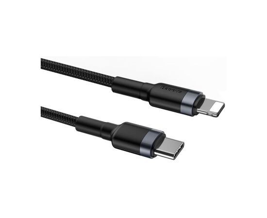 Дата кабель USB-C to Lightning 1.0m 18W 2.1A Cafule Black-Grey Baseus (CATLKLF-G1), изображение 4 Дата кабель USB-C to Lightning 1.0m 18W 2.1A Cafule Black-Grey Baseus (CATLKLF-G1), изображение 4