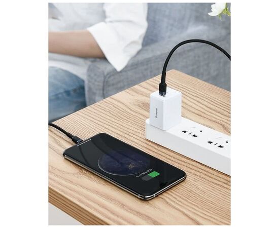Дата кабель USB-C to Lightning 1.0m 18W 2.1A Cafule Black-Grey Baseus (CATLKLF-G1), изображение 6 Дата кабель USB-C to Lightning 1.0m 18W 2.1A Cafule Black-Grey Baseus (CATLKLF-G1), изображение 6