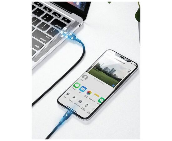 Дата кабель USB-C to Lightning 1.0m 18W 2.1A Cafule Black-Grey Baseus (CATLKLF-G1), изображение 8 Дата кабель USB-C to Lightning 1.0m 18W 2.1A Cafule Black-Grey Baseus (CATLKLF-G1), изображение 8