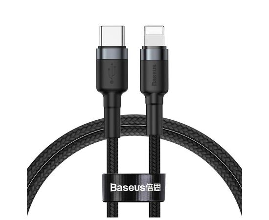 Дата кабель USB-C to Lightning 1.0m 18W 2.1A Cafule Black-Grey Baseus (CATLKLF-G1)