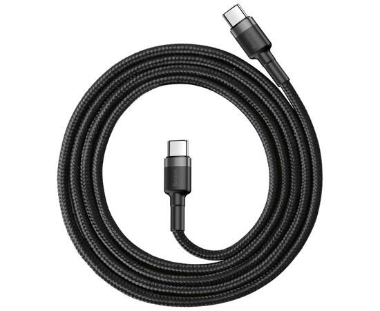 Дата кабель USB-C to USB-C 1.0m 3A 60W Cafule Black Baseus (CATKLF-GG1), изображение 2 Дата кабель USB-C to USB-C 1.0m 3A 60W Cafule Black Baseus (CATKLF-GG1), изображение 2