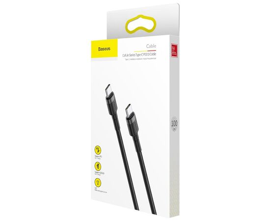 Дата кабель USB-C to USB-C 1.0m 3A 60W Cafule Black Baseus (CATKLF-GG1), изображение 4 Дата кабель USB-C to USB-C 1.0m 3A 60W Cafule Black Baseus (CATKLF-GG1), изображение 4