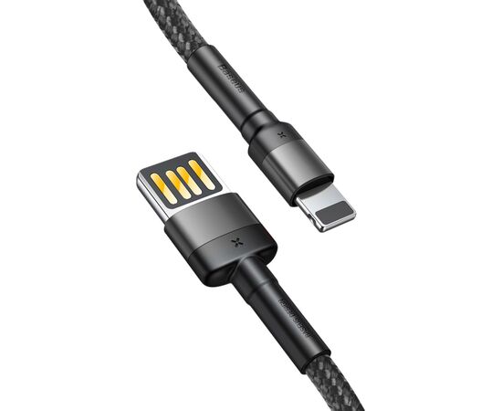 Дата кабель USB 2.0 AM to Lightning 1.0m 2.4A Cafule Special Edition Black-Grey Baseus (CALKLF-GG1), изображение 2 Дата кабель USB 2.0 AM to Lightning 1.0m 2.4A Cafule Special Edition Black-Grey Baseus (CALKLF-GG1), изображение 2