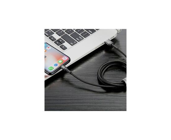 Дата кабель USB 2.0 AM to Lightning 1.0m 2.4A Cafule Special Edition Black-Grey Baseus (CALKLF-GG1), изображение 4 Дата кабель USB 2.0 AM to Lightning 1.0m 2.4A Cafule Special Edition Black-Grey Baseus (CALKLF-GG1), изображение 4