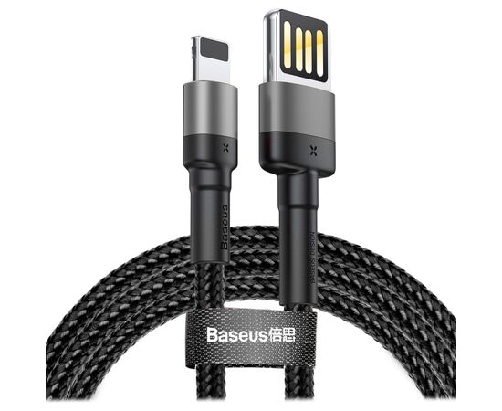 Дата кабель USB 2.0 AM to Lightning 1.0m 2.4A Cafule Special Edition Black-Grey Baseus (CALKLF-GG1)